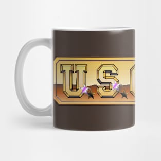 Retro Video Games US Gold Logo Pixell Art Mug